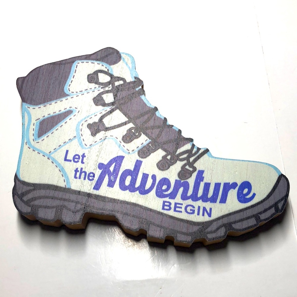 Let the Adventure Begin hiking boot decor